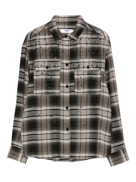  Msgm Kids Checked Embellished Shirt - Brown 