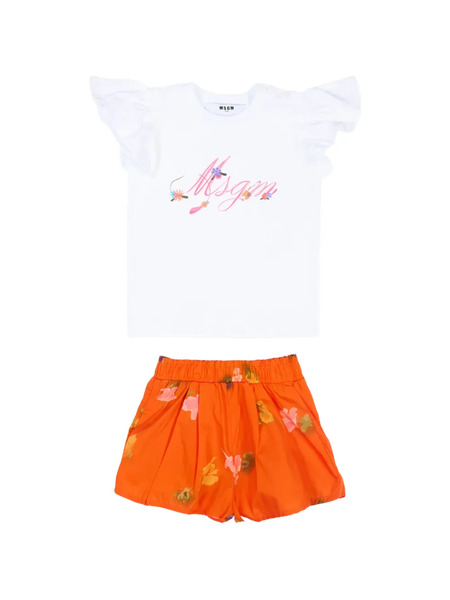  Msgm Kids Cotton Ruffled Set - White 