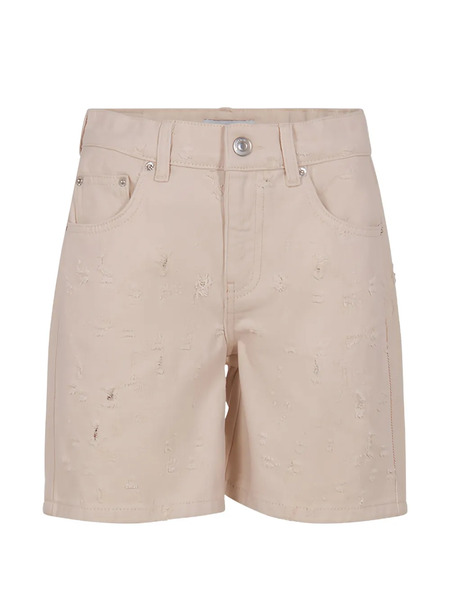  Msgm Kids Distressed Bermuda Denim Shorts - Neutrals 