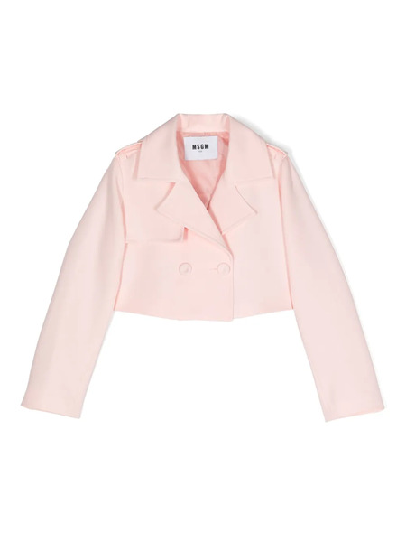 Msgm Kids Double-breasted Cropped Jacket - Pink 