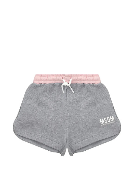  Msgm Kids Drawstring Logo Shorts - Grey 