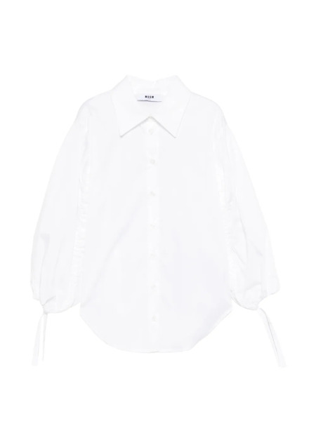  Msgm Kids Drawstring-sleeve Shirt - White 
