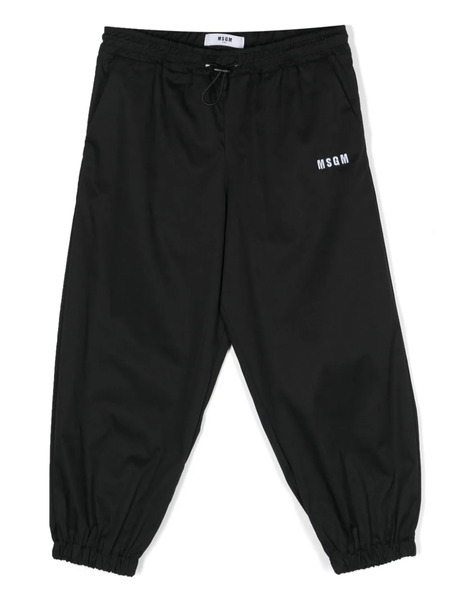  Msgm Kids Embroidered-logo Track Trousers - Black 