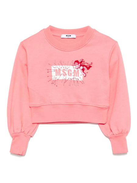  Msgm Kids Embroidery Logo Sweatshirt - Pink 