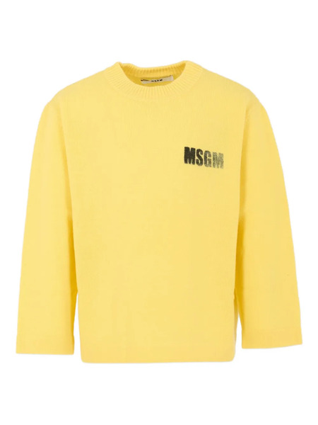  Msgm Kids Logo Crewneck Sweater - Yellow 