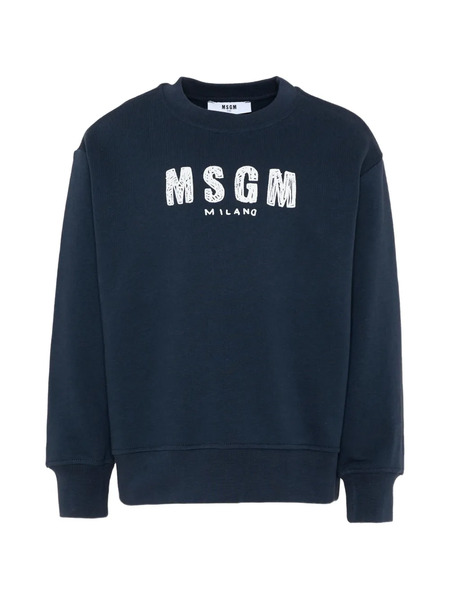  Msgm Kids Logo-detail Crew-neck Sweatshirt - Blue 