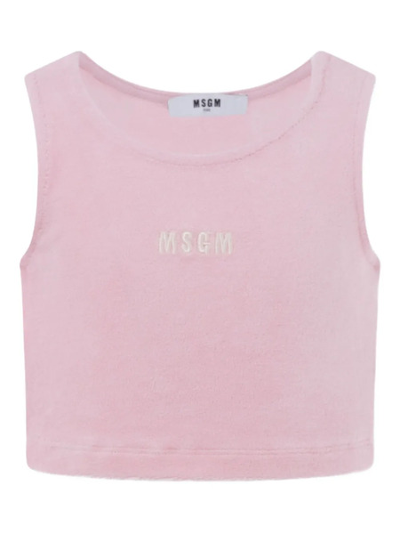  Msgm Kids Logo-embroidered Cropped Tank Top - Pink 