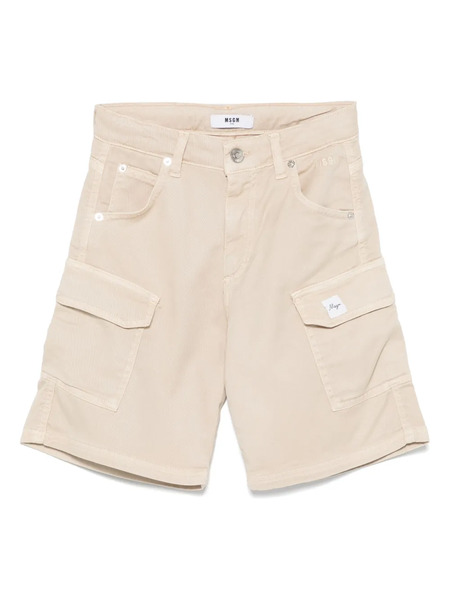  Msgm Kids Logo-patch Cargo Shorts - Neutrals 