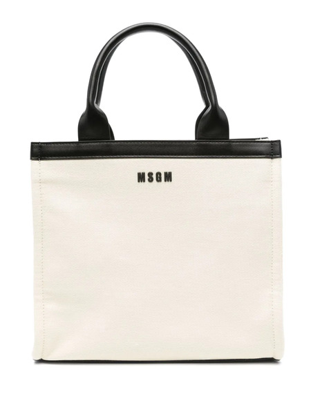  Msgm Kids Logo-patch Tote Bag - Neutrals 