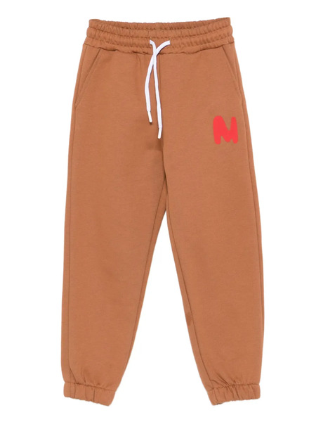  Msgm Kids Logo-print Drawstring Trousers - Brown 