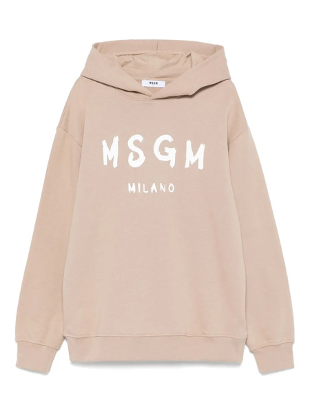  Msgm Kids Logo-print Hoodie - Neutrals 