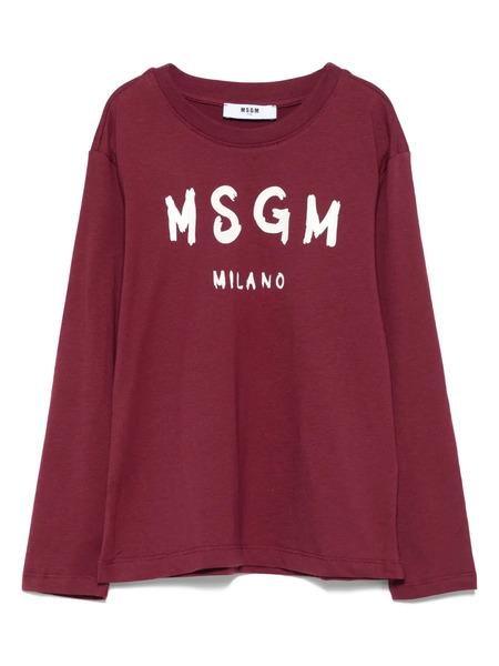  Msgm Kids Logo-print Long-sleeve Top - Red 