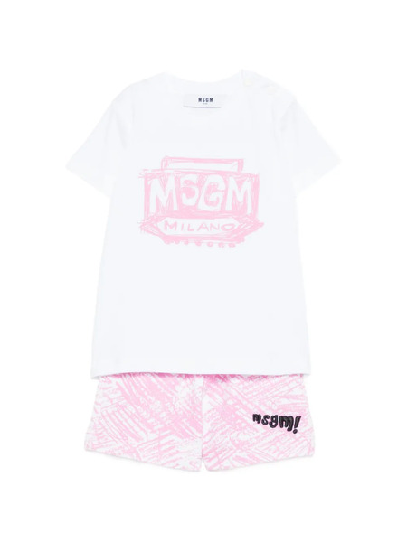  Msgm Kids Logo-print Short Set - White 