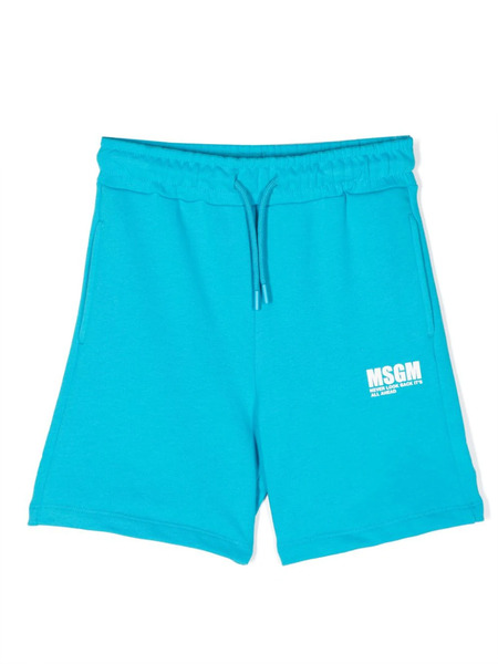  Msgm Kids Logo-print Shorts - Blue 