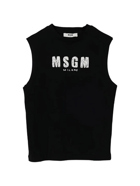  Msgm Kids Logo-print Sleeveless Top - Black 