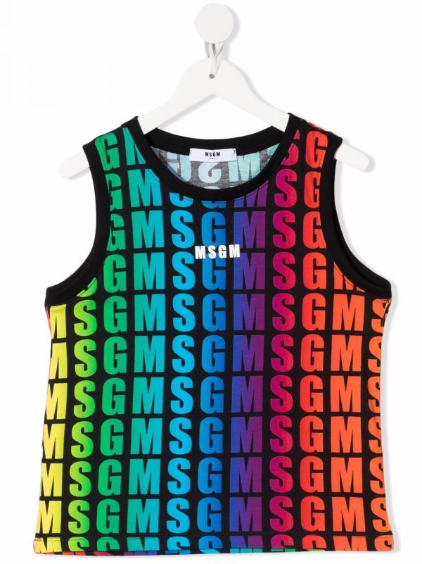  Msgm Kids Logo-print Sleeveless Top - Blue 