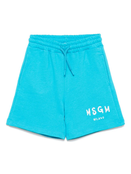  Msgm Kids Logo-print Track Shorts - Blue 
