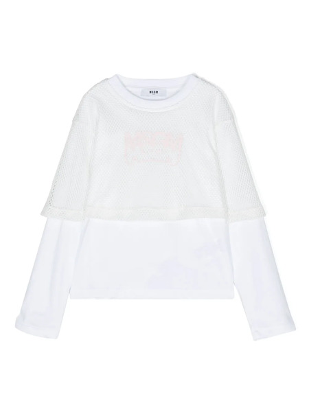  Msgm Kids Logo-printed Layered T-shirt - White 