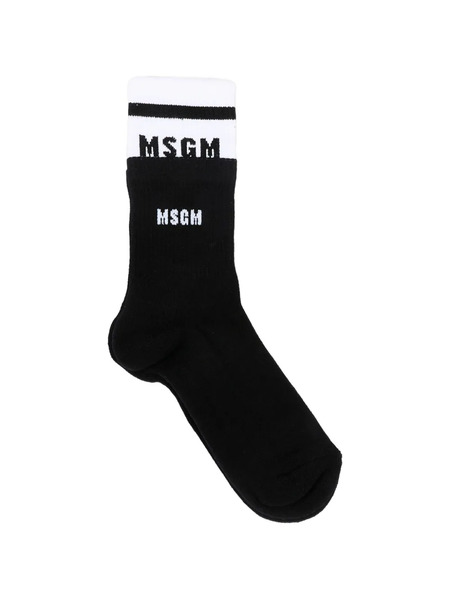  Msgm Kids Logo Socks - Black 
