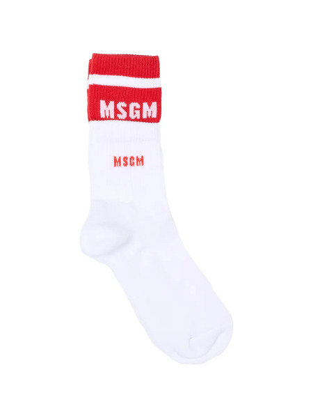  Msgm Kids Logo Socks - White 