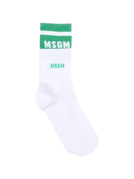  Msgm Kids Logo Socks - White 
