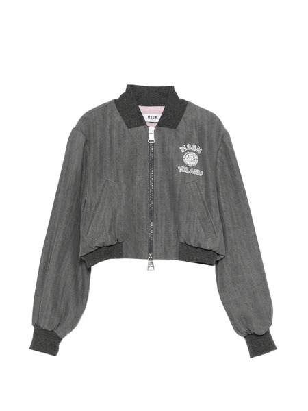  Msgm Kids Logo Zip-up Jacket - Grey 