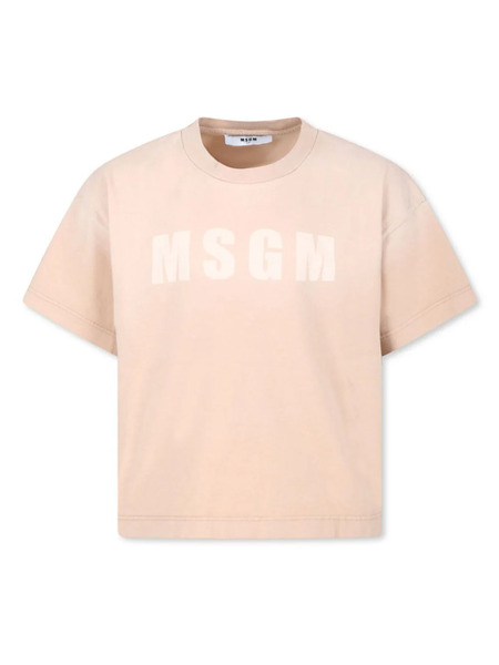  Msgm Kids Monogram Print T-shirt - Neutrals 