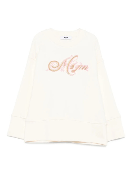  Msgm Kids Pearl-embellished Sweatshirt - Neutrals 