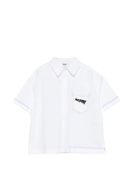  Msgm Kids Pocket Embroidered Shirt - White 