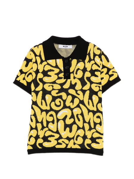  Msgm Kids Printed Polo Shirt - Yellow 
