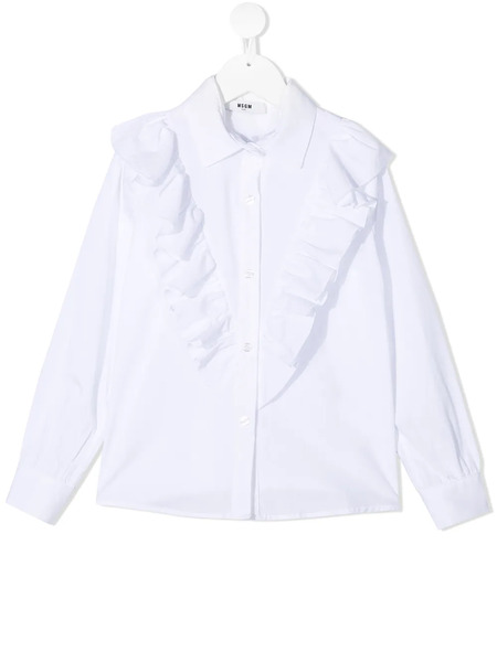  Msgm Kids Ruffle Trim Shirt - White 