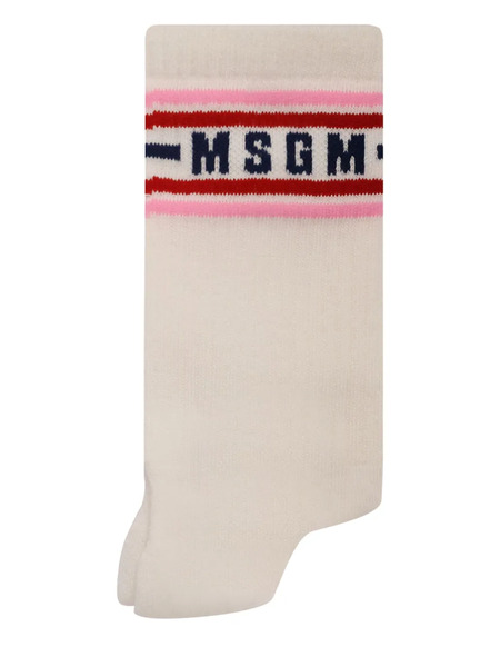  Msgm Kids Stripe-detail Socks - White 