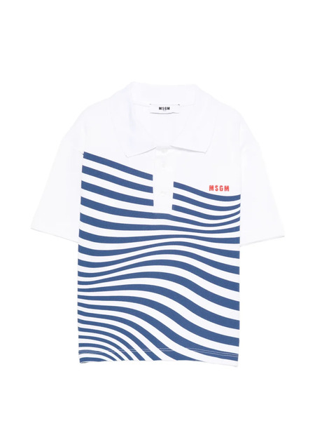  Msgm Kids Striped-pattern Polo Shirt - White 