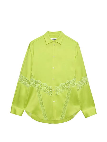  Msgm Lace Panel Shirt - Green 