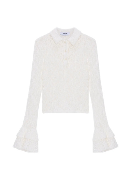  Msgm Lace Polo Top - Neutrals 