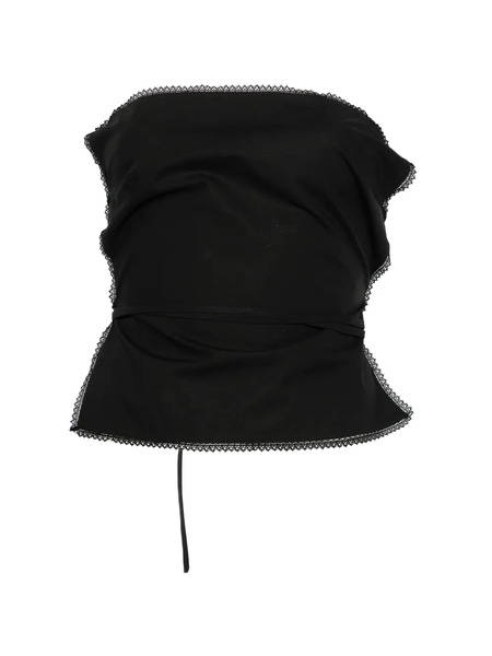  Msgm Lace-trim Tie-fastening Top - Black 