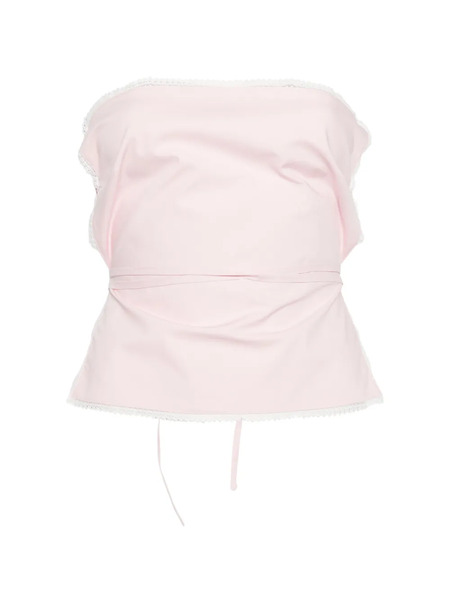  Msgm Lace-trim Tie-fastening Top - Pink 