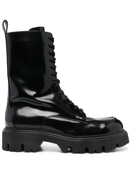  Msgm Lace-up Ankle-high Boots - Black 