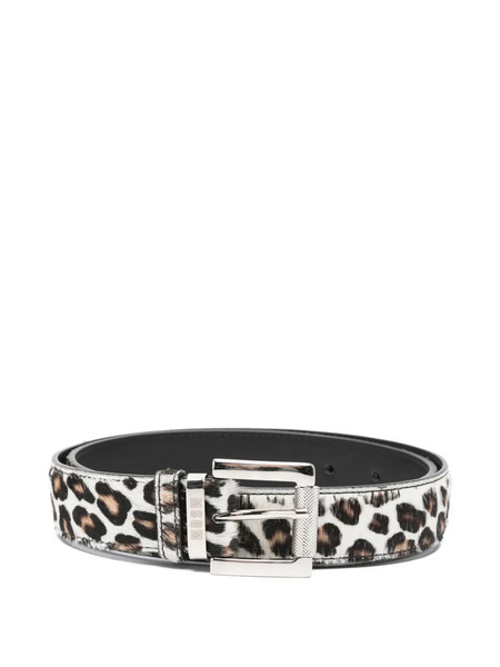  Msgm Leopard-print Calf-hair Belt - Neutrals 
