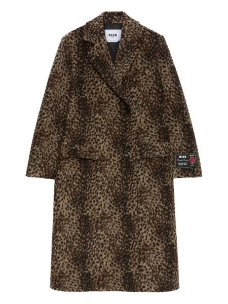  Msgm Leopard-print Double-breasted Coat - Brown 