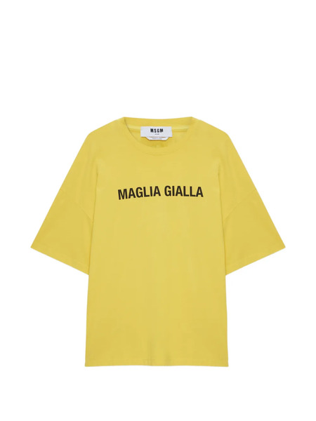  Msgm Letter-print T-shirt - Yellow 