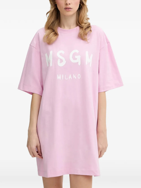  Msgm Logo-detail Mini Dress - Pink 