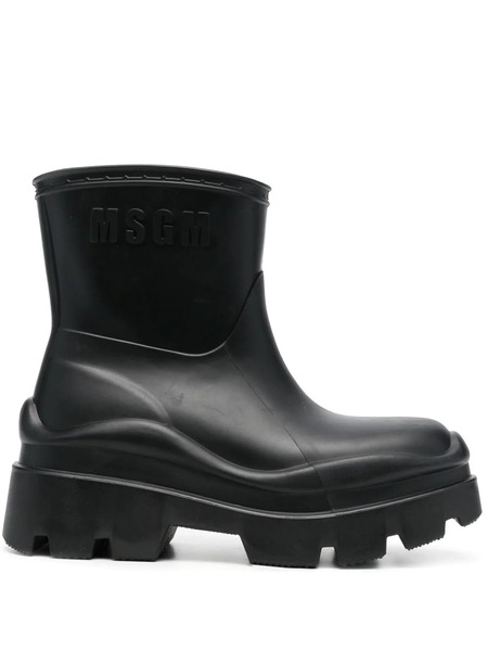 Msgm Logo-embossed Ankle Boots - Black 
