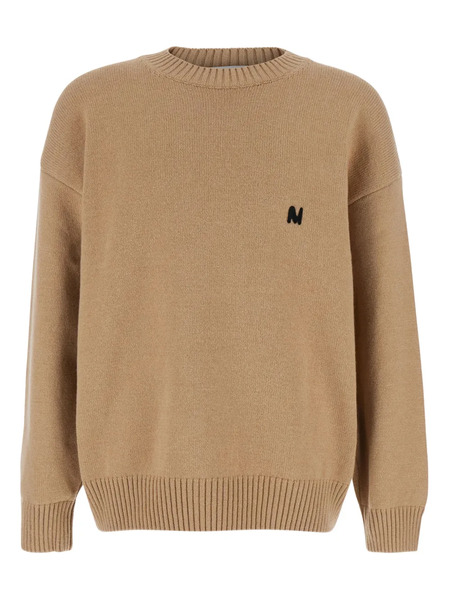  Msgm Logo-embroidered Crew-neck Sweater - Neutrals 