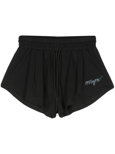  Msgm Logo-embroidered Shorts - Black 