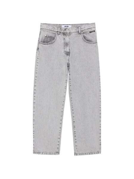  Msgm Logo-embroidered Tapered Jeans - Grey 