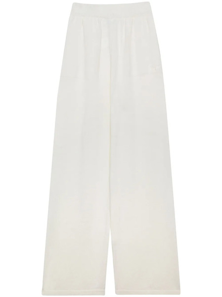  Msgm Logo-embroidered Wide-leg Trousers - White 