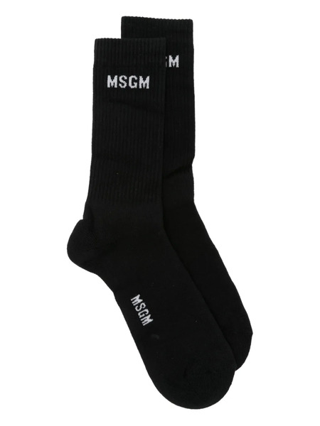  Msgm Logo-jacquard Cotton-blend Socks - Black 