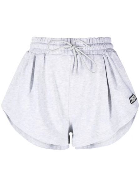  Msgm Logo-patch Drawstring Cotton Shorts - Grey 