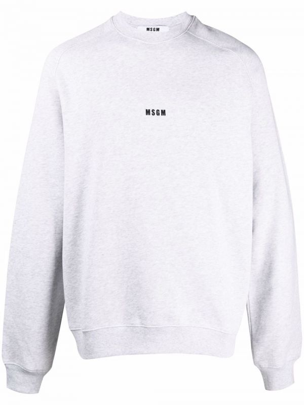  Msgm Logo-print Cotton Sweatshirt - Grey 